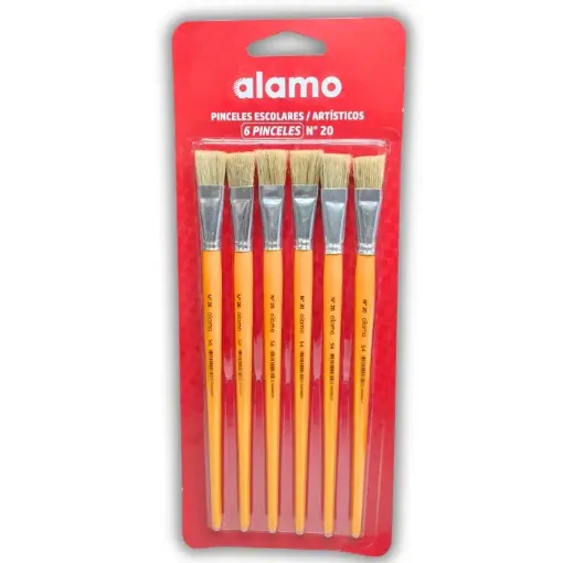 pincel escolar punta chata mango largo amarillo alamo serie h tone 054 no 20 por 6 unidades 0
