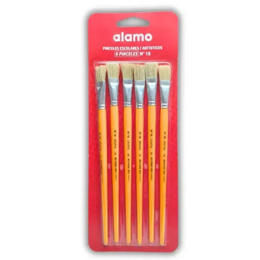pincel escolar punta chata mango largo amarillo alamo serie h tone 054 no 18 por 6 unidades 0