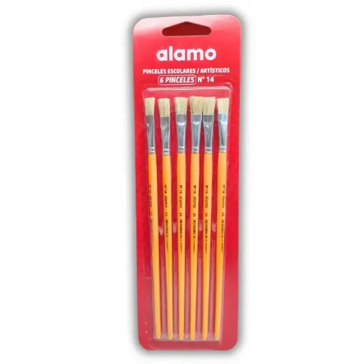 pincel escolar punta chata mango largo amarillo alamo serie h tone 054 no 14 por 6 unidades 0