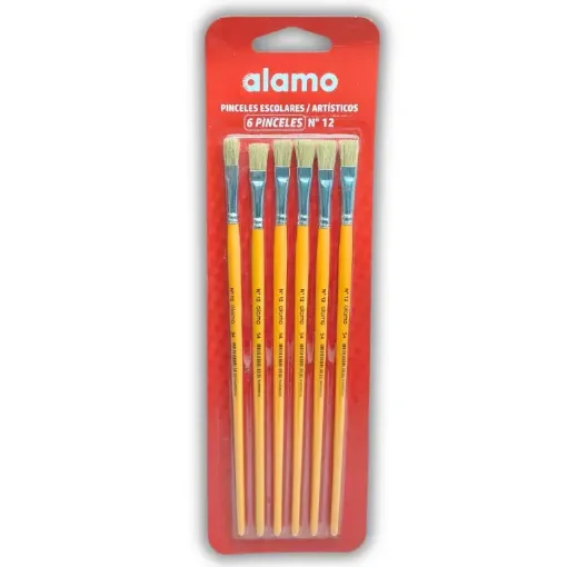 pincel escolar punta chata mango largo amarillo alamo serie h tone 054 no 12 por 6 unidades 0