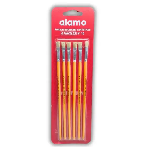 pincel escolar punta chata mango largo amarillo alamo serie h tone 054 no 10 por 6 unidades 0