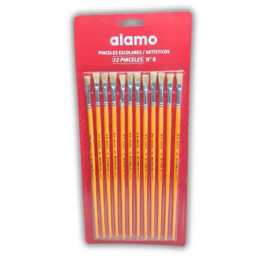 pincel escolar punta chata mango largo amarillo alamo serie h tone 054 no 8 por 12 unidades 0