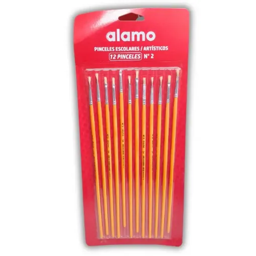 pincel escolar punta chata mango largo amarillo alamo serie h tone 054 no 2 por 12 unidades 0