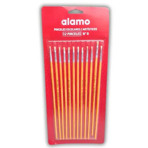 pincel escolar punta chata mango largo amarillo alamo serie h tone 054 no 0 por 12 unidades 0
