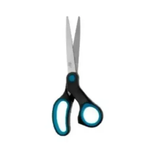 tijera punto rojo acero inoxidable asimetrica mango abs 21 6cms alamo 0