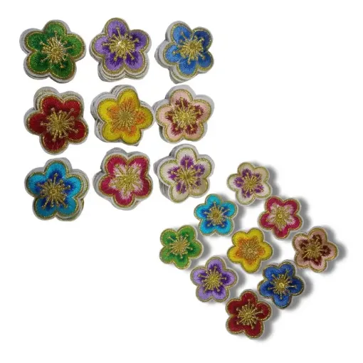aplique parche bordado termoadhesivo para tela modelo flor 46mms set x90 multicolor 0