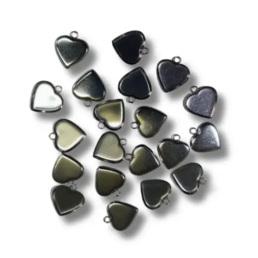 base medalla metal para rellenar resina cabujon corazon mini 15x14x1 5mms x20 unidades plata 0