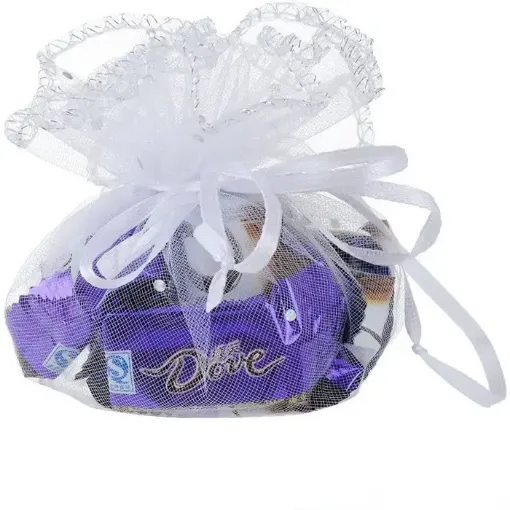 bolsa organza lentejuelas circular medida 26cms cordon por 10 unidades color blanco 0