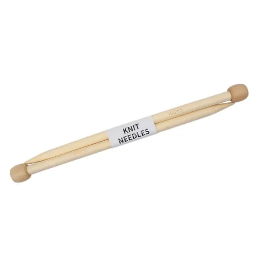 agujas tejer madera bambu 25cms largo punta 10mms 0