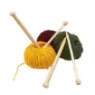 agujas tejer madera bambu 25cms largo punta 10mms 2