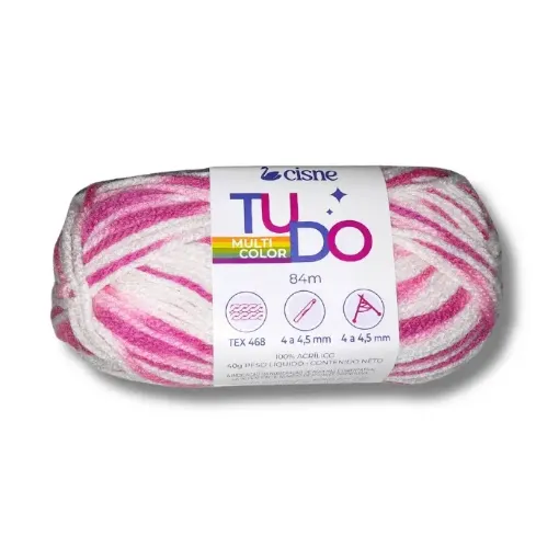 lana tejer acrilica cisne dprimera tex468 40grs color 00293 combinada blanco rosados 0