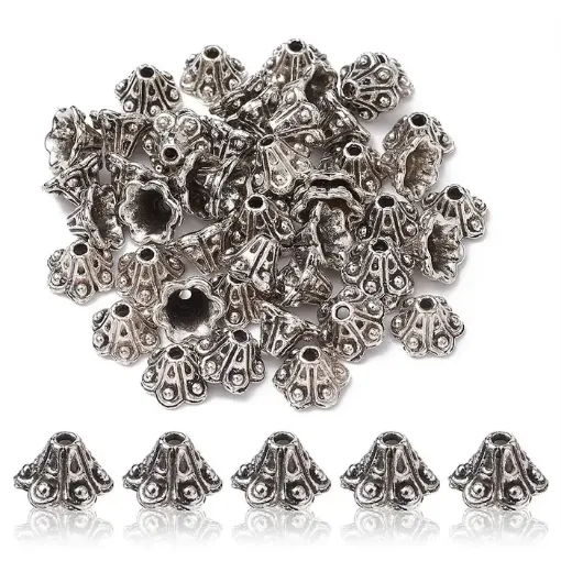 separadores metal estilo tibetano 9x5 5mms x50 unidades aprox color plata vieja 0