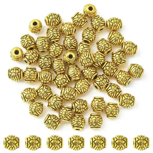 separadores metal estilo tibetano 6x6mms x50 unidades aprox color oro 0