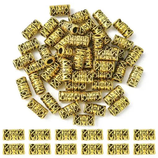 separadores metal estilo tibetano 12x6mms x50 unidades aprox color oro 0