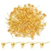 set 100 clavos para caravanas acero inoxidable 13x4 3mms arito colgar color oro x100 aprox 0