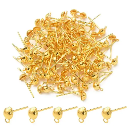 set 100 clavos para caravanas acero inoxidable 13x4 3mms arito colgar color oro x100 aprox 0