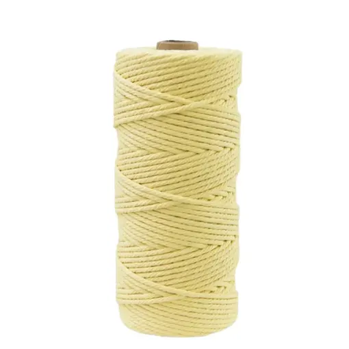 cordon cuerda algodon trenzado 3mms para macrame manualidades x100mts color amarillo claro 0