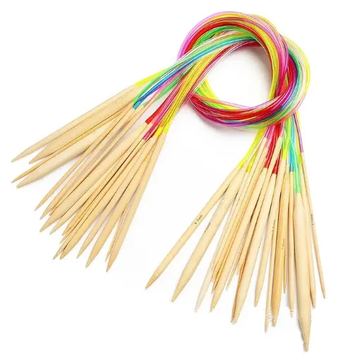 set 10 agujas circulares bambu doble punta medida 40cms 2 9mms 0