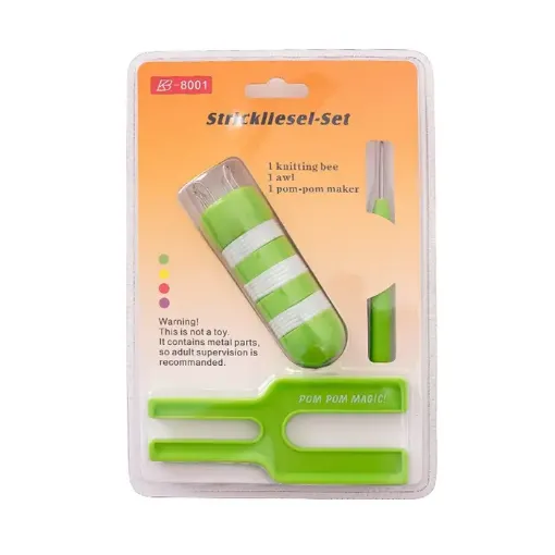 set 3 herramientas para tejer 8001 incluye ahuja tejedora punzon pomponera 0