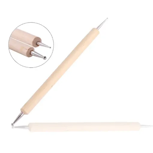 set 3 herramientas dobles para puntillismo grabado nail art dotting tool 13cms mango madera 0
