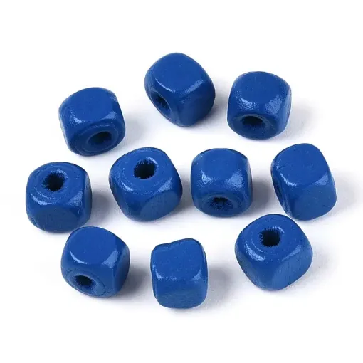 cuentas madera cubo 6mms pintadas x100 unidades aprox color azul 0