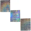 stickers adhesivos pvc impermeables plancha 23x20cms motivo letras numeros plata holografica varios 0