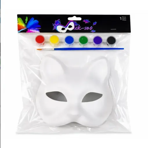 set para pintar colorear modelo mascara gato 30x26cms pinturas pincel 0