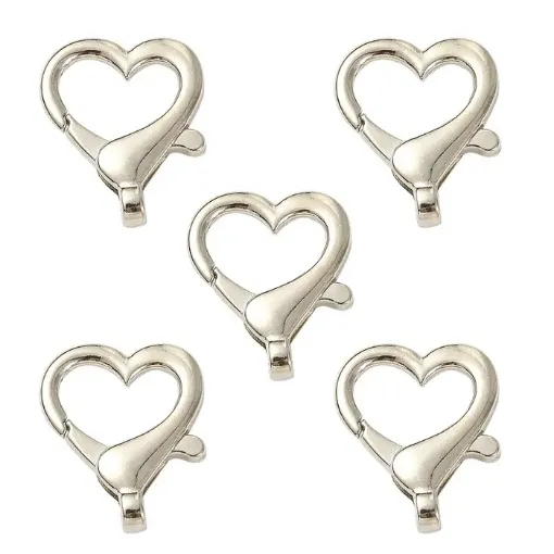 broche mosqueton para llavero forma corazon medida 26x22x6mms por 5 unidades niquel 0
