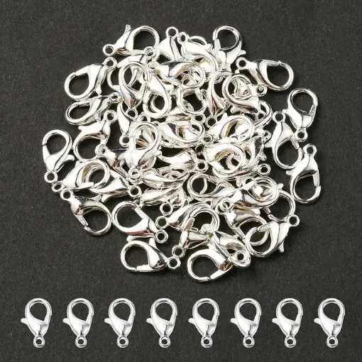 cierre para collar mosqueton 12x6mm x50 unidades color plateado 0