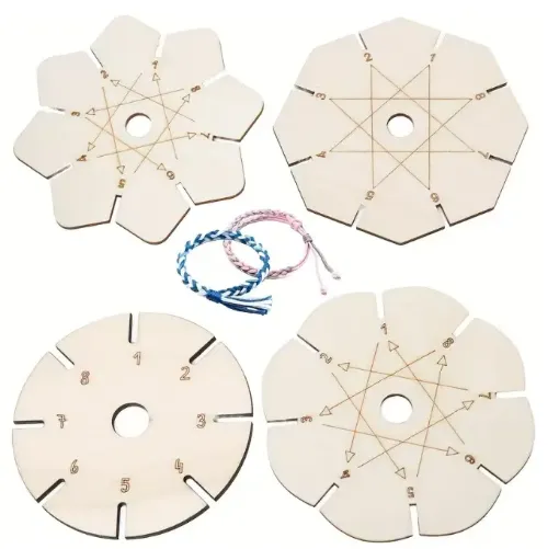 set 4 herramientas para tejer pulseras mdf discos tejido x4 medidas diferentes 0