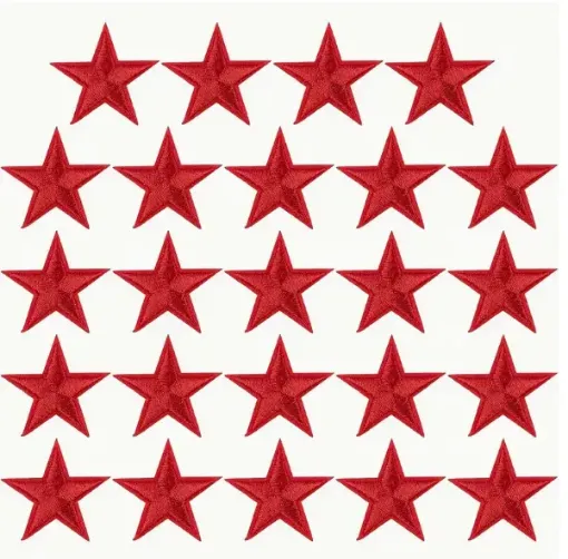 aplique parche bordado termoadhesivo para tela modelo estrella 28mms x10 unidades color rojo 0