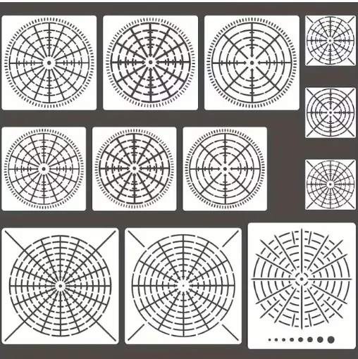 set 12 stenciles motivos mandalas plantillas para dotting puntillismo 9 20cms 0