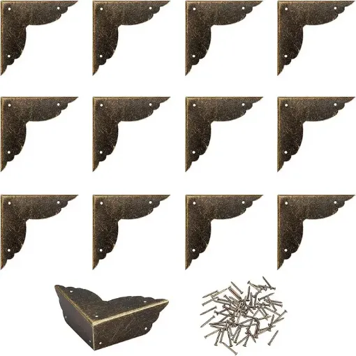 herrajes protector esquina para cofre esquinero medida 99x50x26mm clavitos x10 unidades oro viejo 0