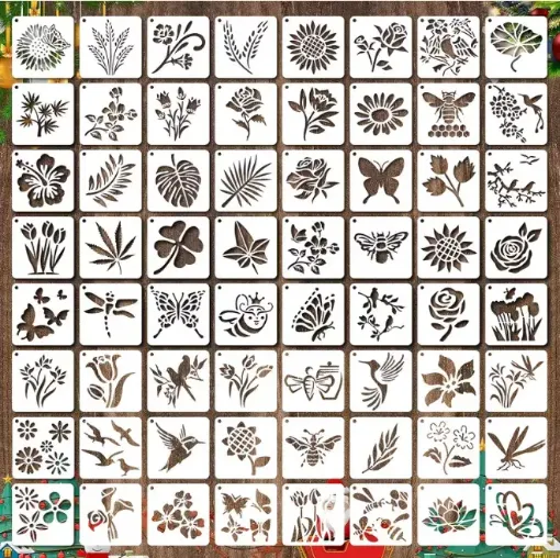 stencil plantilla 7 6x7 6cms modelo jardin 64 modelos diferentes por unidad 0