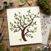 stencil plantilla 10x10cms modelo arbol la vida set 6 modelos diferentes 3