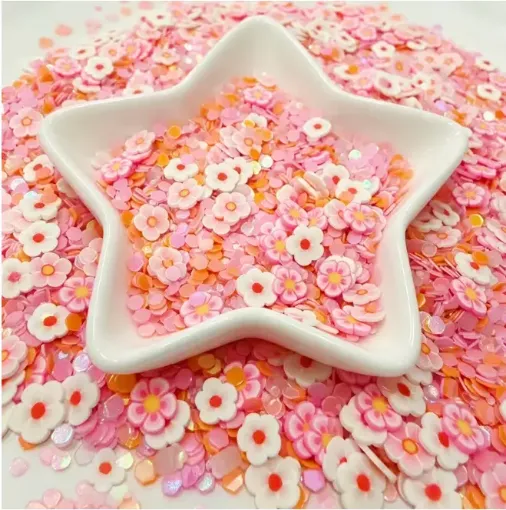cuentas fimo arcilla polimerica forma flor mini 3mms x2500 unidades color rosa perlado 0