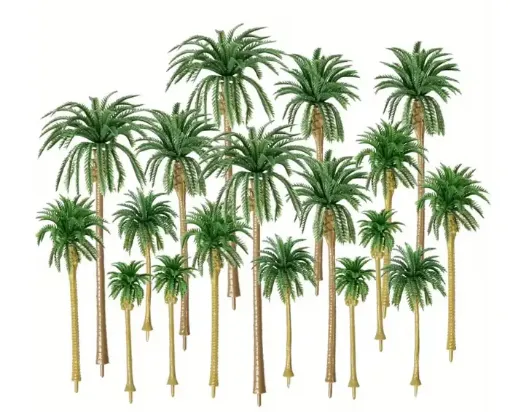arbol palmera mini resina abs para maquetas palmeras 75 155mms por 5 unidades surtidas 0