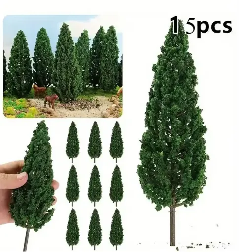 arbol pino mini resina abs para maquetas arboles 68mms por 15 unidades 0