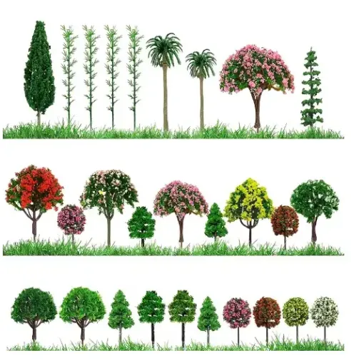arboles arbustos 3d mini palstico para maquetas medidas 30 100mms por 10 unidades surtidas 0