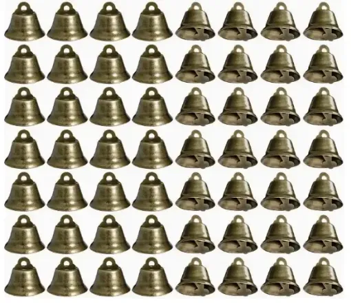 campanita metalica para colgar medida 26x26mms color oro viejo por 10 unidades 0