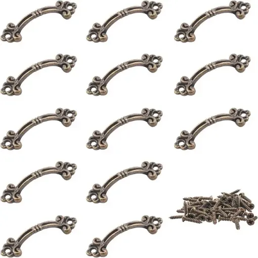 herrajes asa metalica mini para bandeja cajoncito 14x48x9mms tornillos x30 unidades oro viejo 0
