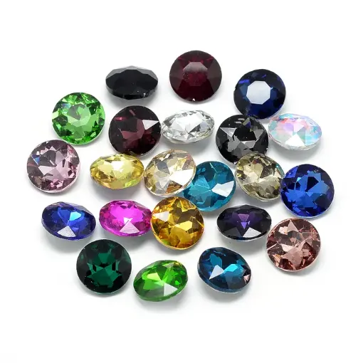 piedra aplique faceteado forma circular 12x4 8mms x50 unidades multicolor 0