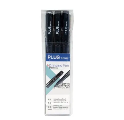 marcadores fibras para dibujo graduados plus office x3 grados 02 04 08color negro 0