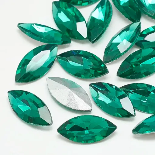 piedras facetadas apliques forma ojo medida 12x6x3 5mms x50 unidades color verde 0