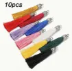 borlas hilo seda 55mms dije metalico plata set x10 unidades multicolor 0