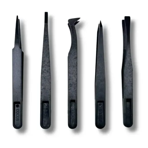 pinzas bruselas plastico antiestaticas 117x5mms set 5 modelos diferentes 0