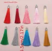 borlas hilo seda 55mms dije metalico plata set x10 unidades multicolor 6