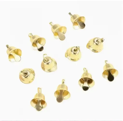 campanita metal para colgar decorativa mini medida 10x8mms color oro por 25 unidades 0