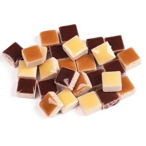 venecitas para mosaiquismo ceramica 10x10x4mms x200 unidades aprox colores marrones 0