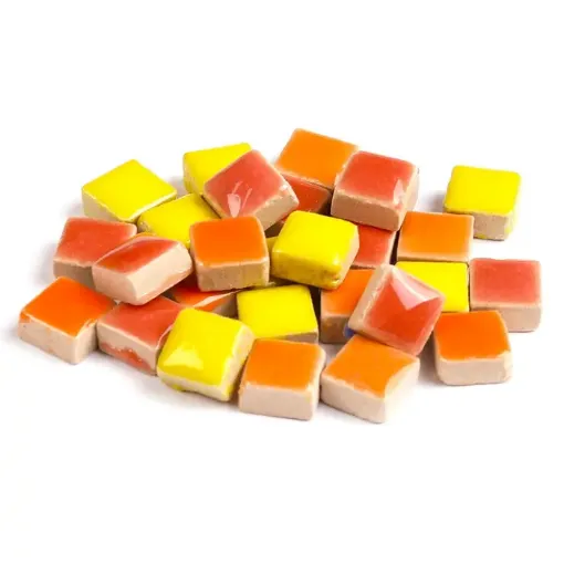 venecitas para mosaiquismo ceramica 10x10x4mms x50 unidades aprox amarillos naranjas 0